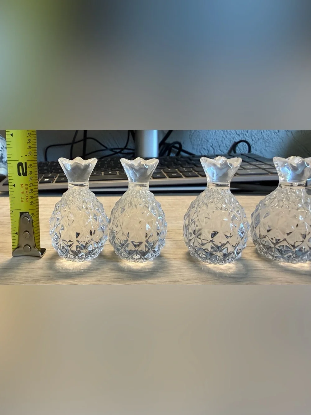 Clear Glass Pineapple Placecard holders  - Set of 4